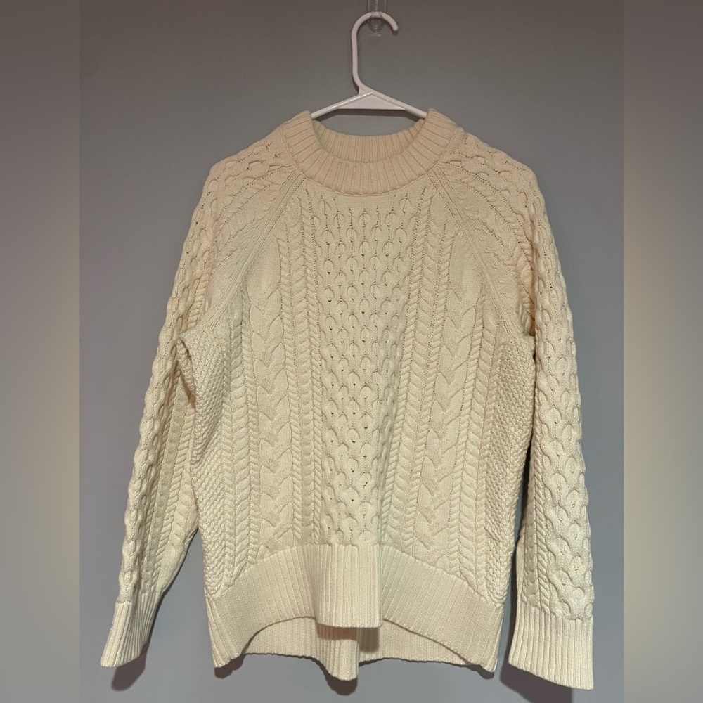 J. Crew Women's Cream Cable Knit Sweater
